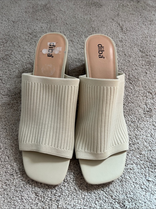 Diba Shoes - Cloth cream colored mules. Size 10